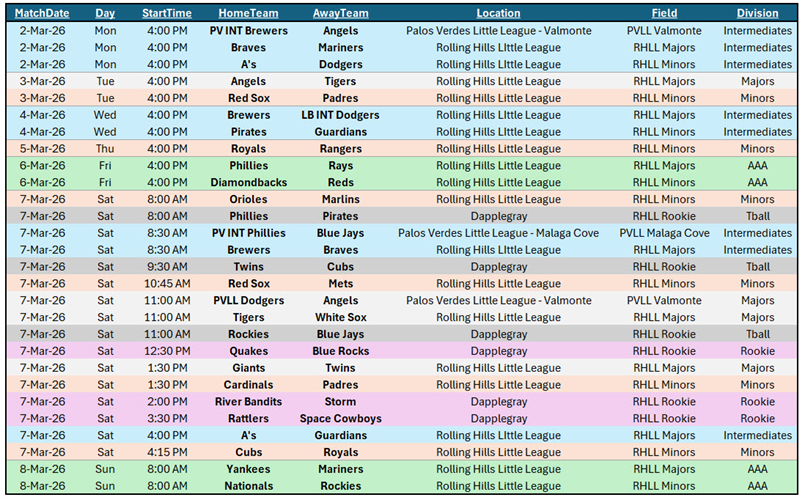 RHLL Games This Week!