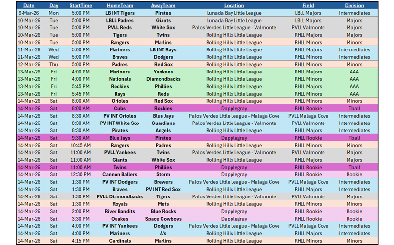 RHLL Games This Week!
