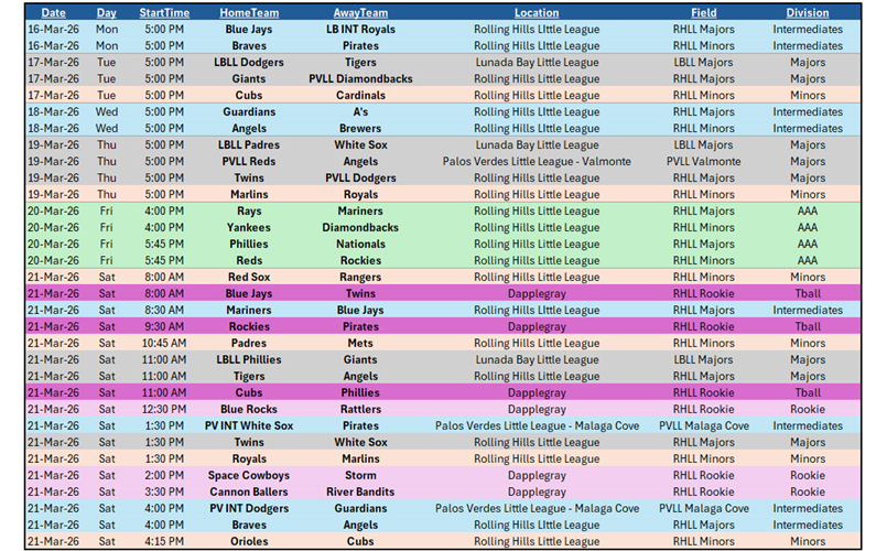 RHLL Games This Week!